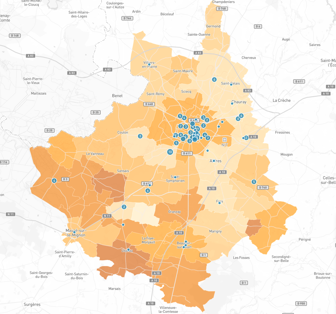 Carte interactive d'analyse de données santé : dépistage cancer, offre de soins, démographie - Plateforme GéoSanté pour CPTS